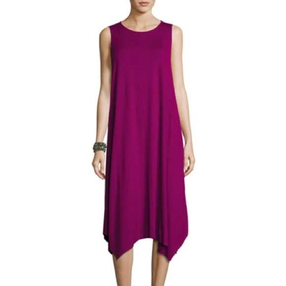 Eileen Fisher Viscose Jersey Calf-length Handkerchief Hem Tank Midi Dress Size S - Picture 12 of 12